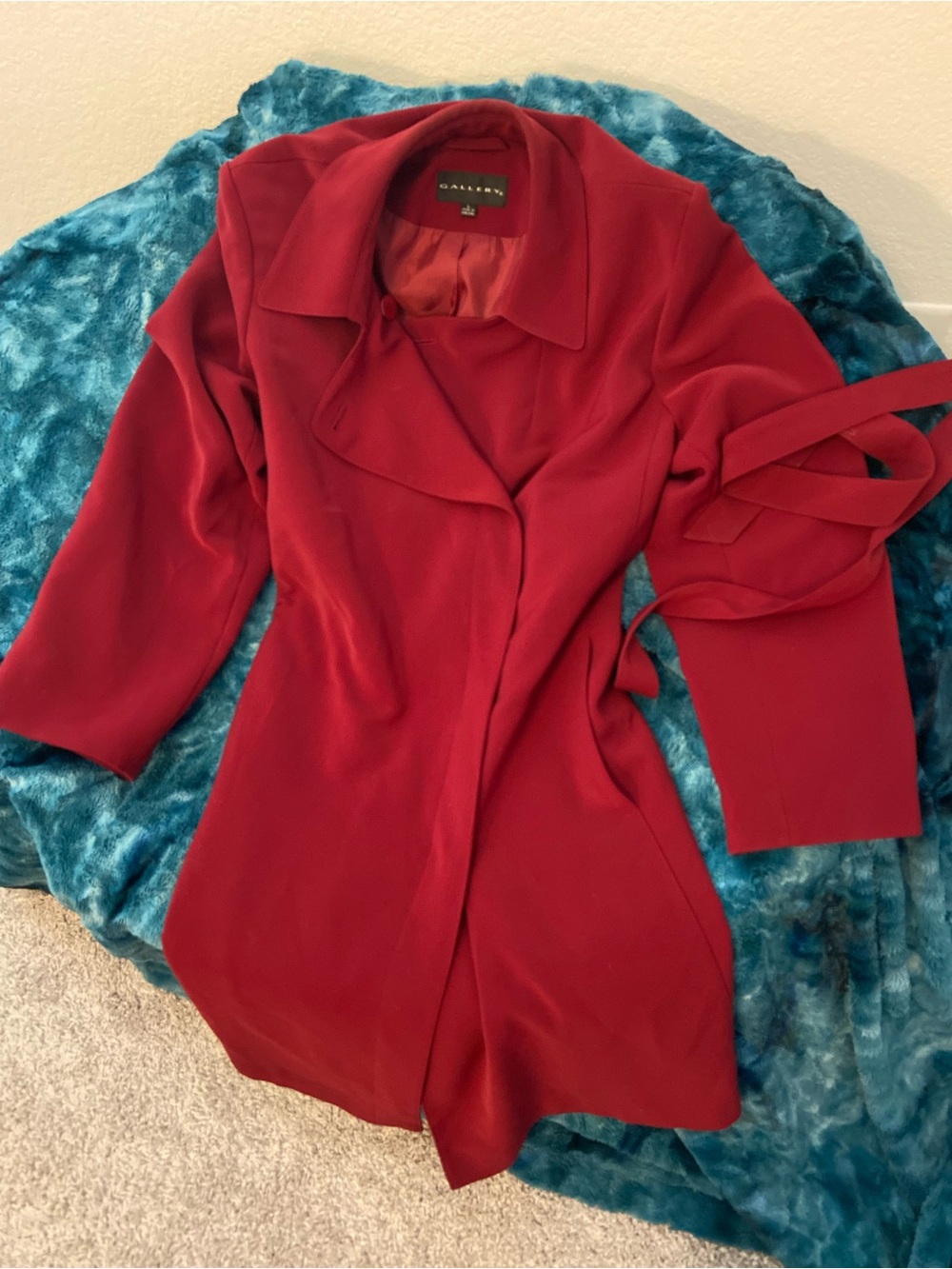 Vintage Gallery Red Belted Trench Coat Jacket | Size Large